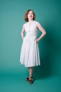 Charlotte Cream & Navy Flamingo Dress