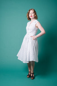 Charlotte Cream & Navy Flamingo Dress