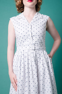 Charlotte Cream & Navy Flamingo Dress