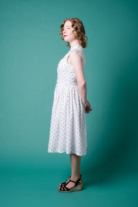 Charlotte Cream & Navy Flamingo Dress