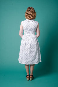 Charlotte Cream & Navy Flamingo Dress