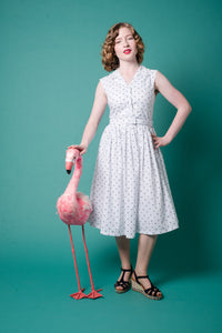 Charlotte Cream & Navy Flamingo Dress