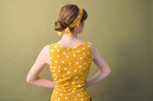 Load image into Gallery viewer, Chita Mustard &amp; Cream Polka Dot Linen Dress