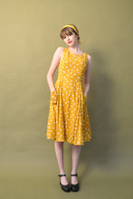 Load image into Gallery viewer, Chita Mustard &amp; Cream Polka Dot Linen Dress