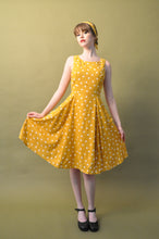 Load image into Gallery viewer, Chita Mustard &amp; Cream Polka Dot Linen Dress