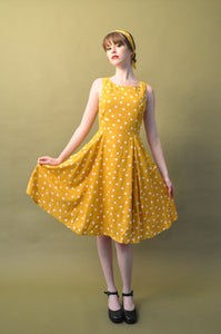 Chita Mustard & Cream Polka Dot Linen Dress