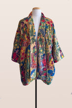 Load image into Gallery viewer, Hand Printed Floral Velvet Kimono - Yellow