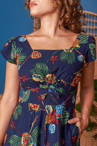 Astrid Blue Tropical Dress