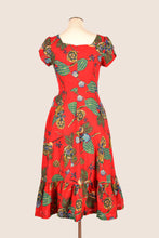 Load image into Gallery viewer, Astrid Red Tropical Linen Dress