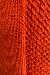 Orange Round Collar Long Cardigan
