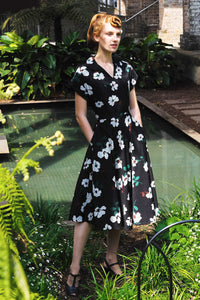 Chiara Black & Creme Floral Dress