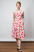 Load image into Gallery viewer, Chita Red &amp; Cream Floral Dress