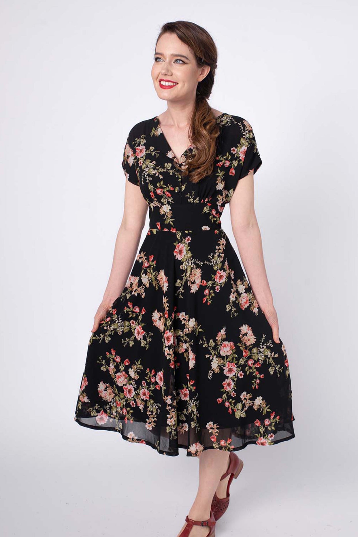 Dakota Black Floral Dress – Elise Design