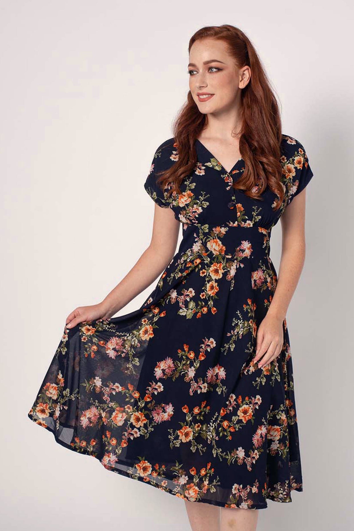 Navy floral dress online