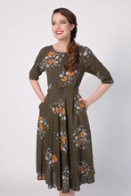 Load image into Gallery viewer, Doris Green &amp; Orange Floral Dress