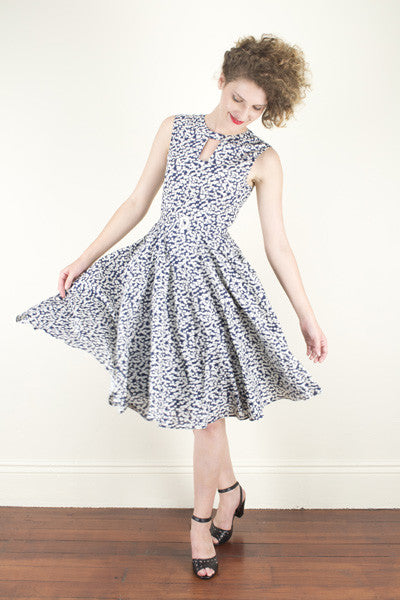 Cadence Blue Cherry Dress - Elise Design - 1