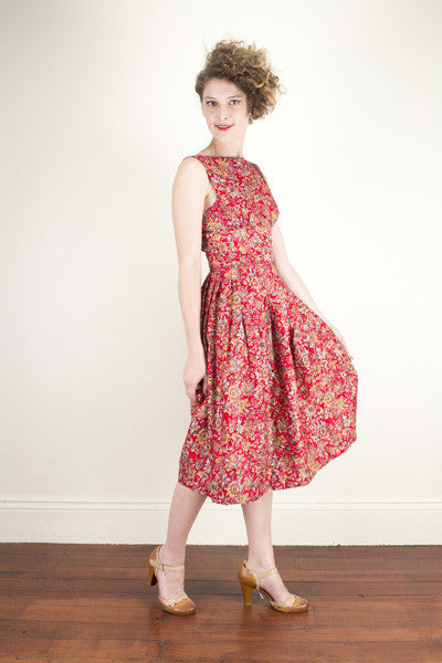 Cherise Red Floral Dress - Elise Design
 - 1