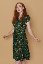 Load image into Gallery viewer, Green &amp; Mustard Floral Jersey Dress