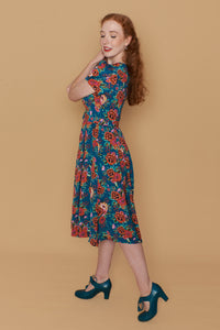 Jenna Turquoise & Orange Dress