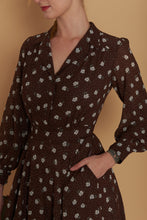 Load image into Gallery viewer, Amber Brown &amp; Cream Floral Dress