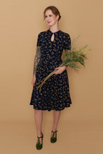Load image into Gallery viewer, Sakura Navy &amp; Petite Roses Dress