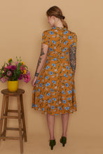 Load image into Gallery viewer, Peach Rose Mustard &amp; Turquoise Floral Dress