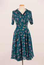 Load image into Gallery viewer, Farah Teal Floral Shirt Dress
