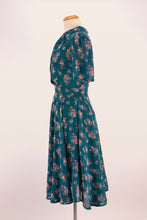 Load image into Gallery viewer, Farah Teal Floral Shirt Dress