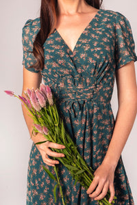 Fiorella Corset Teal Floral Dress