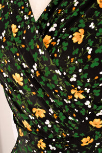 Green & Mustard Floral Jersey Dress