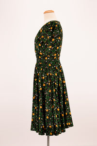 Green & Mustard Floral Jersey Dress
