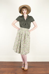 Tropical Green Linen Skirt - Elise Design - 1