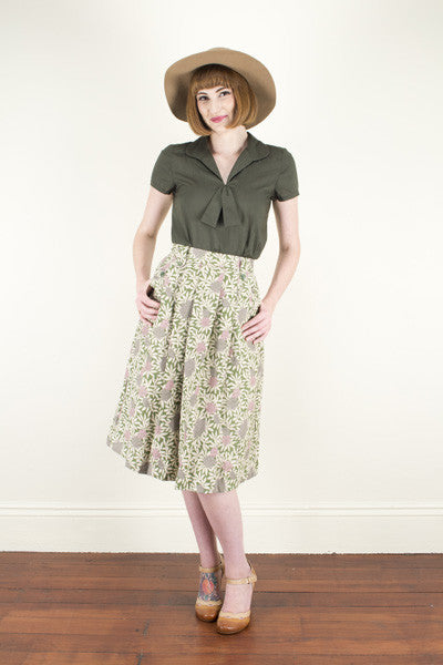 Tropical Green Linen Skirt - Elise Design - 4