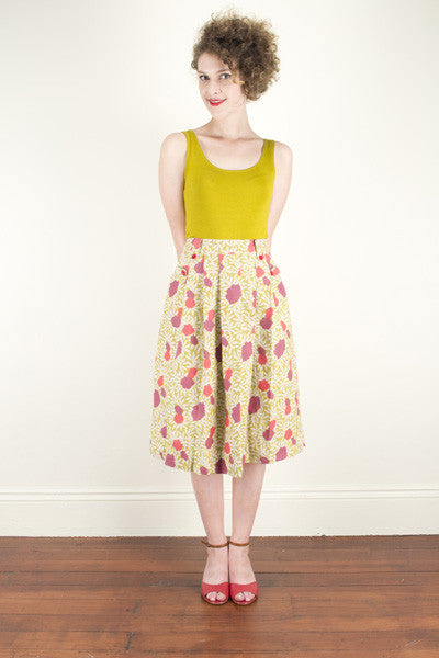 Tropical Mustard Linen Skirt - Elise Design - 1