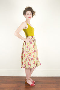 Tropical Mustard Linen Skirt - Elise Design - 3