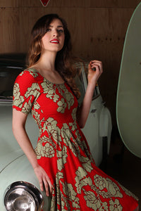 Lena Red Floral Dress - Elise Design - 2