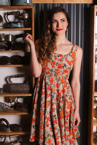 Majorie Mustard Floral Dress - Elise Design
 - 1