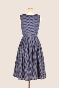 Hana Blue & Cream Quatrefoil Cotton Dress