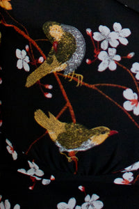 Kassandra Black Floral & Bird Dress