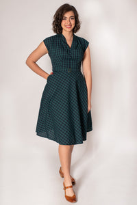May Green & Navy Checker Dress