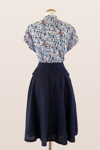 Meline Navy Linen Skirt