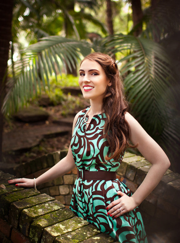 Coral In The Sea Turquoise Brown Dress - Elise Design
 - 2