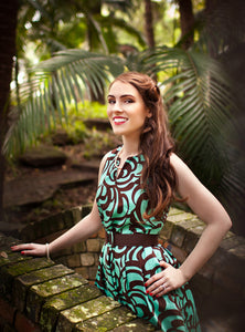 Coral In The Sea Turquoise Brown Dress - Elise Design - 2