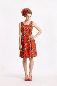 Parrot & Bushland Red Dress - Elise Design
 - 1