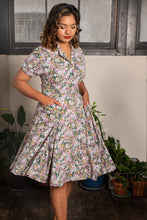 Load image into Gallery viewer, Nancy 1940’s Lilac &amp; Green Floral Dress