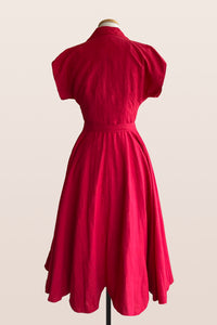 Naomi Red Linen Shirt Dress