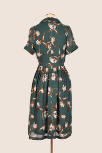 Odette Green & Brown Floral Dress