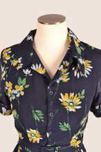 Load image into Gallery viewer, Odette Navy &amp; Mustard Floral Dress