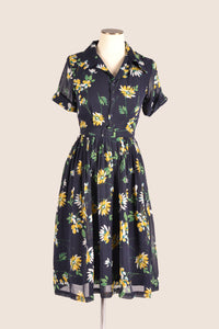 Odette Navy & Mustard Floral Dress