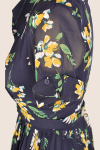 Odette Navy & Mustard Floral Dress